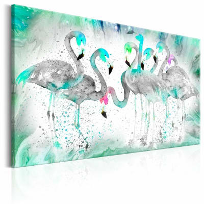 Tableau flamants turquoise 120 x 80 cm