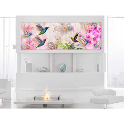Tableau colibris colorés étroits 120 x 40 cm