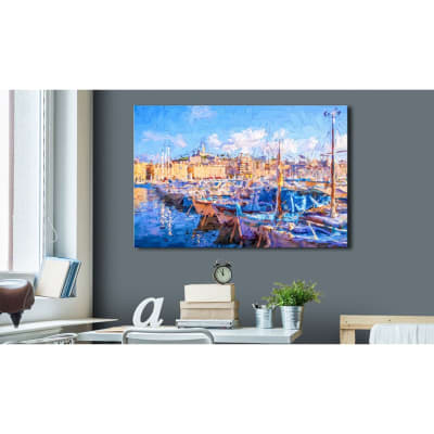 Tableau port bleu 120 x 80 cm