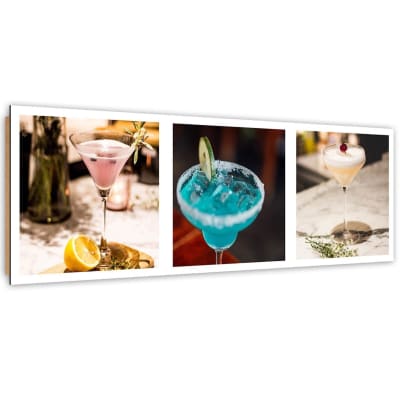 Tableau bois trois verres 120 x 40 cm
