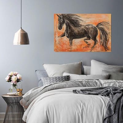 Tableau cheval noir 1 120 x 80 cm