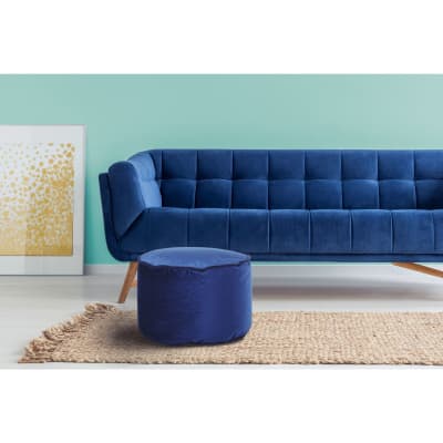 Pouf rond en velours taj mahal