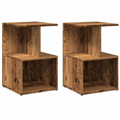 Tables de chevet bois transformé argile marron  35 x 35 x 55 cm