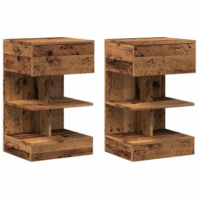 Tables de chevet bois transformé argile marron  40 x 35 x 65 cm