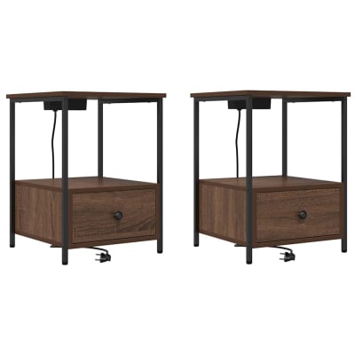 Tables de chevet bois transformé ambre marron  42 x 41 x 56 cm