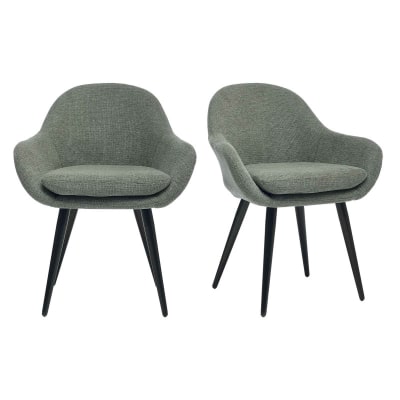 Fauteuil de table en tissu sauge (x2)