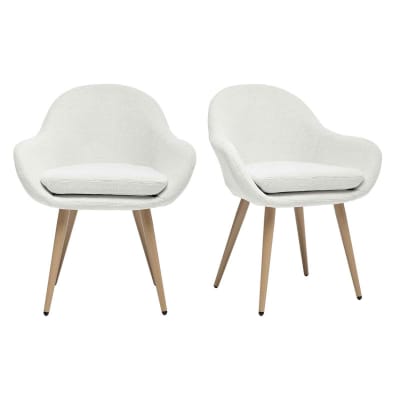 Fauteuil de table en tissu ecru (x2)