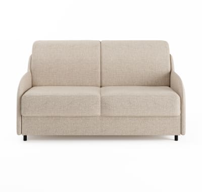 Canapé convertible en tissu polyester beige, matelas 120x190