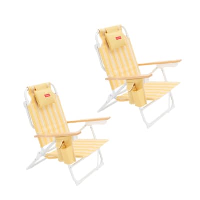 Lot de 2 Chaises de Plage Pliables Jaune