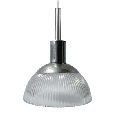 Suspension métal  cable demi-boule chromé D20cm