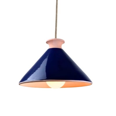 Suspension en terre cuite émaillée bleu d.25cm