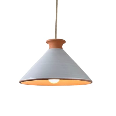 Suspension en terre cuite émaillée blanc d.25cm