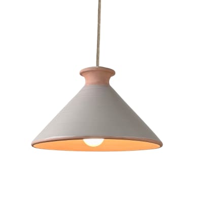Suspension en terre cuite émaillée beige d.25cm