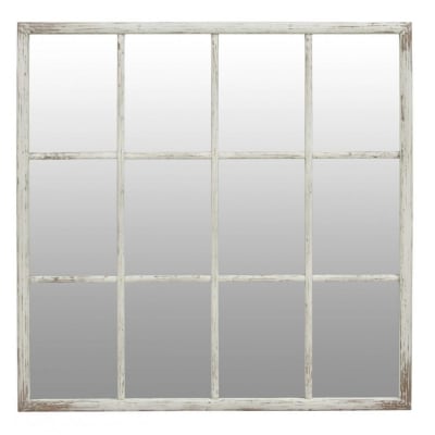 Miroir carré fenêtre en bois blanc