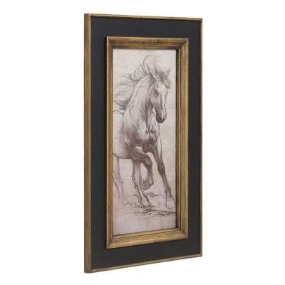 Tableau dessin cheval en bois noir