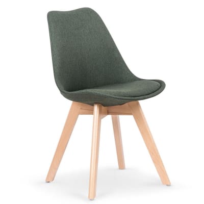 Chaise scandinave bois massif et tissu de polyester vert