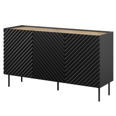 Buffet bas aspect chêne noir mat 150cm