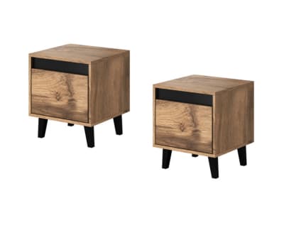 Lot de 2 tables de chevet aspect chêne wotan et gris anthracite