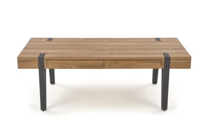 Table basse industrielle à tiroirs bois et noir 120cm