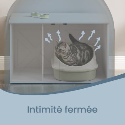 Maison de toilettes pour chat avec séparateur amovible blanc