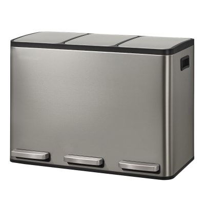 Poubelle de cuisine 3 x 15 l tri sélectif seaux amovibles argent
