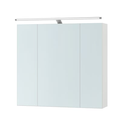Meubles hauts de salle de bain panneau 3 portes miroir blanc