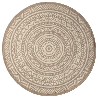Tapis extérieur moderne robuste, nature, 120 cm rond
