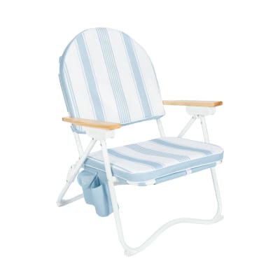 Chaise plage inclinable rembourrée bleue