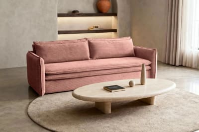 Canapé droit convertible 3 places 3 places rose