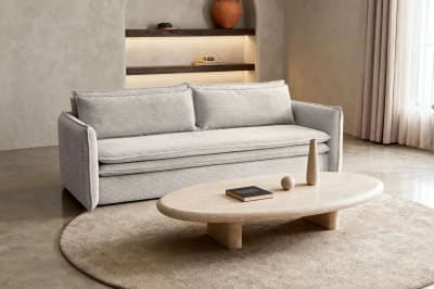 Canapé droit convertible 3 places 3 places beige
