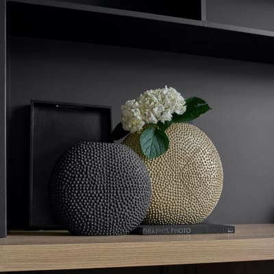 Vase céramique déco texturé noir 28 cm
