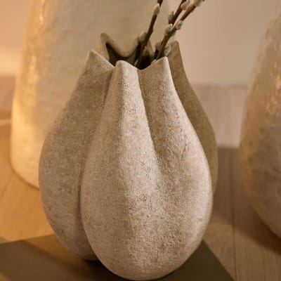 Vase céramique déco organique beige 28 cm