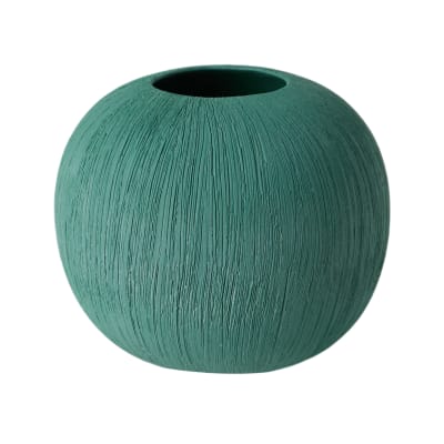 Vase céramique déco effet brossé vert 22 cm