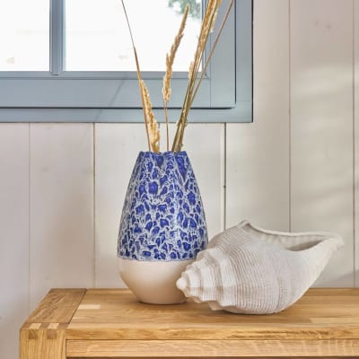 Vase céramique déco marbré bleu 29 cm