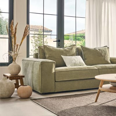 Vase céramique déco effet brossé beige 22cm