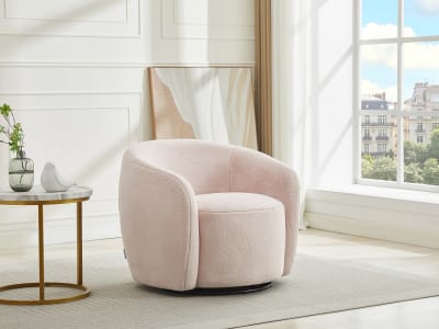 Fauteuil droit fourrure synthétique rose