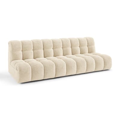 Canapé 3 places 3 places en tissu bouclette  beige