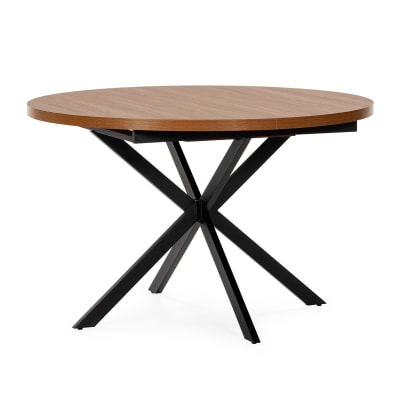 Table ronde extensible effet Noyer, 120-160 cm