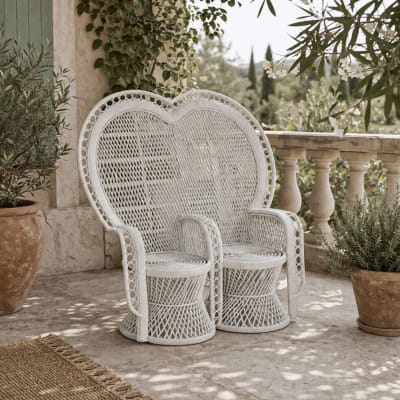 Fauteuil Emmanuelle en rotin  blanc 157 x 68 x 145,5 cm 2 places