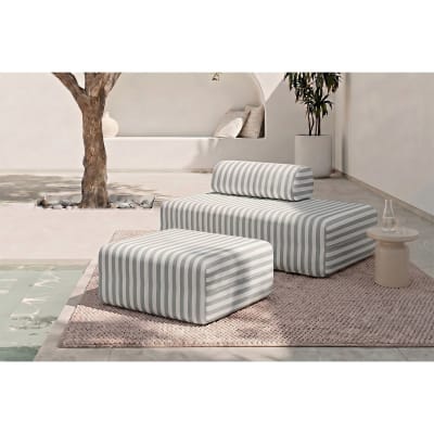 Pouf convertible et modulable 1 place tissu imperméable gris