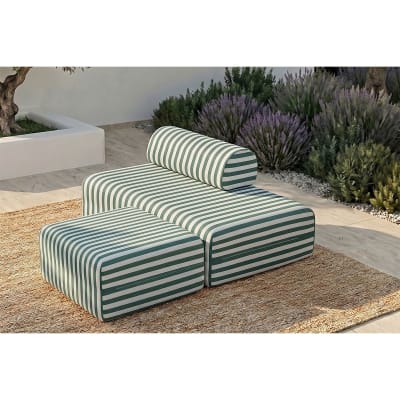 Pouf convertible et modulable 1 place tissu imperméable vert foncé