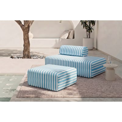 Pouf convertible et modulable 1 place tissu imperméable bleu