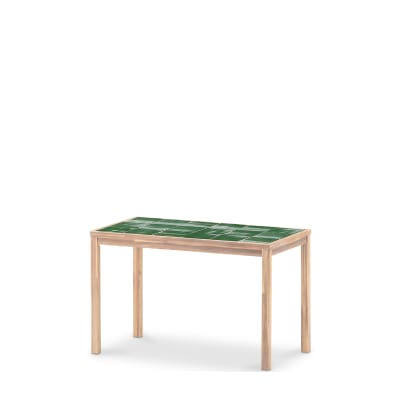 Table à manger rectangulaire, bois et céramique 127x66x76 vert
