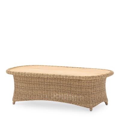 Table basse oval rotin et teck 120x65 - Palma
