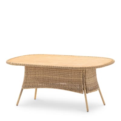 Table oval rotin et teck 180x110