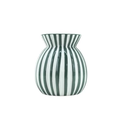 Vase céramique à rayures vertes, h19cm