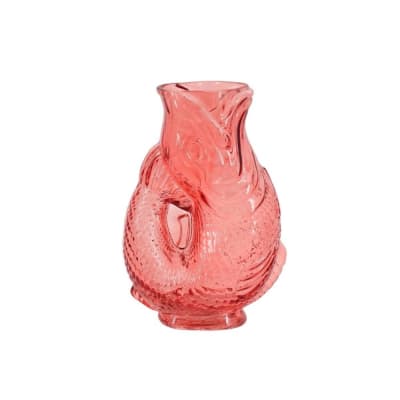 Vase forme poisson en verre, orange h24cm