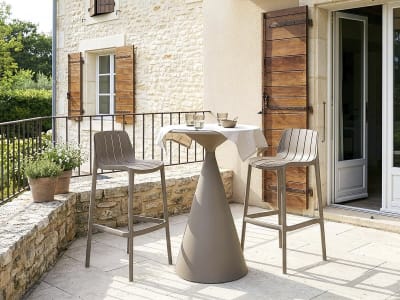 Table de jardin en plastique taupe 80 x 80 x 112 cm