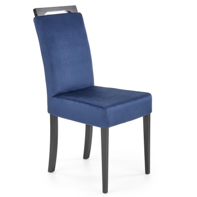 Chaise de salle à manger en velours bleue avec pieds en bois massif