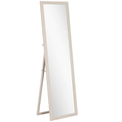 Miroir sur pied rectangulaire avec cadre à effet pierre verre blanc